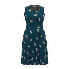 LuLaRoe Nicki A-Line Dress – Bottle Green With Floral Print – Large