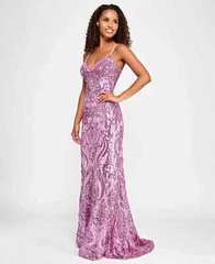 $199 B Darlin Juniors Sequin-Pattern Floor- Dark Mauve 13/14