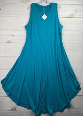 Caracilia Dress 2XL Turquoise Maxi Sleeveless Rounded Hem Stretch Knit Beach NWT