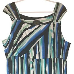 Bob Mackie Wearable Art Abstract Stripe Midi Dress Sz XL Artsy Mod Travel Chic