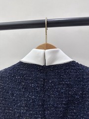 Self Portrait Dark blue tweed sequined stand-up collar Dresses