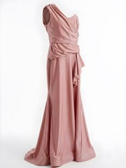 Dessy Collection One-Shoulder Desert Rose Evening Gown