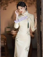 Chinese Traditional Qipao Dress Cheongsam Women&rsquo;s Clothing Embroidery Vintage