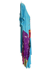 NWT Rising Blue Tie-Dye Boho Patchwork & Embroidery Asymmetrical Dress 2XL