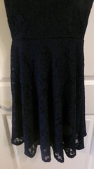 SPEECHLESS NAVY BLUE POLYESTER BLEND LACE FIT & FLARE DRESS – MEDIUM