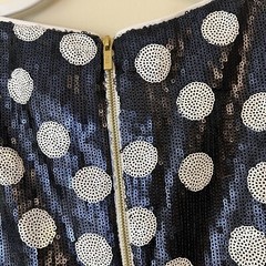 maia sequin blue & white polka dot sleeveless party dress zip up women&rsquo;s 10
