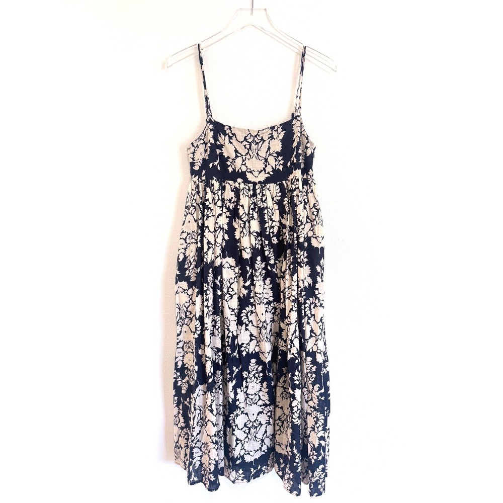 Matty M | Navy Blue and White Floral Print Sleeveless Maxi Dress