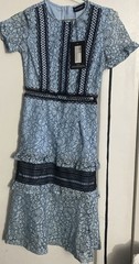 Pretty Little Thing Women’s Dusty Blue Ruffle Detail Midi Dress UK Size 6. (15