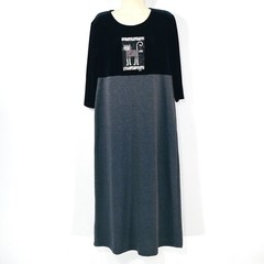 Cite Oversized Comfy Maxi Dress Sz S Velvet Top Cat + Fish Beaded Rhinestone