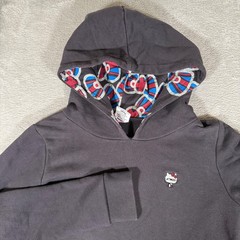 Hello Kitty x Atmos Hoodie Dress Womens Small Black Union Jack Lined Hood Pocket