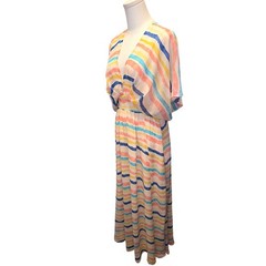 Buddy Love Evelyn-2 Striped V-Neck Maxi Dress Small Multi Color Boho Slit