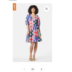 Gorman Patchwork Geometric Organic Cotton Mini Dress Size 18 Puff Sleeve Dress