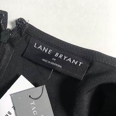 NWT LANE BRYANT Solid Black Stretch High-Lo Tie A-Line Back Dress Size 26