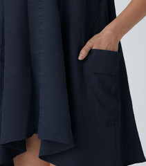 Halara Navy Textured Side Pocket Sleeveless Flowy Tunic Mini Dress Size Small
