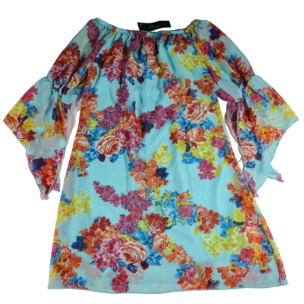 Love Ryan Los Angeles Dress Medium Hibiscus Tropical Hawaii Beach Summer NWT