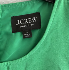 J Crew Womans Shift Dress Green Solid Small Cotton Blend Sleeveless Fringe