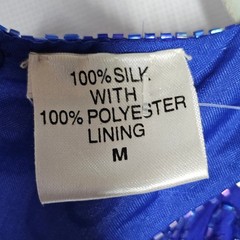 Ibiza 100% Silk Beaded Dress with Polyester Lining Royal Blue Size M