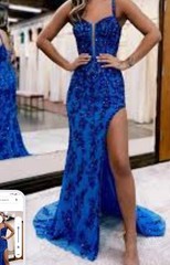 Blue Size 9 Homecoming , Prom , Formal High Split Dress