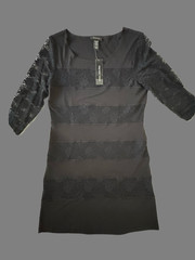 Spense Black 3/4 Sleeve Pencil Dress Size 14 Polyester Nylon Lace Sheer Sleeves