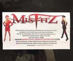 Misfitz blk PVC padlock mini dress, lockable cuffs, 2 way zip. SIZE 24. CD Goth.