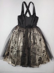 American Horror Story Dress Womens Small Black Tulle Flare Skull Print Gothic