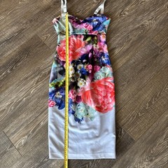 Ted Baker Light Blue Multicolor Floral Sleeveless Sheath Dress, Size 1 (US 2-4)