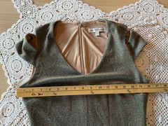 Dress The Population Women&rsquo;s V Neck Cold Shoulder Metallic Gold Byrce Dress Sz S