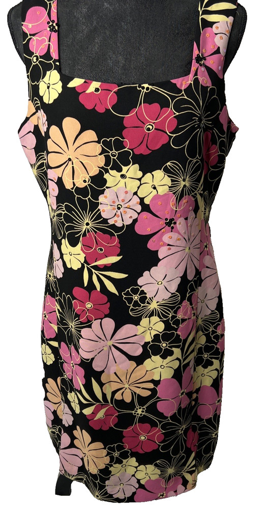Amanda Smith Sundress Size 12 Floral Sleeveless Fully Lined Back Zipper