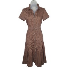 Gerard Darel Shirt Dress FR 36 US 4 Collared Midi Metallic Eyelash Button Front