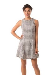 Adelyn Rae Shift Dress Black White Silver Size M Tweed Fringe