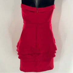 BCBGMaxAzria Deep Red Strapless Sweetheart Neckline Pleated Skirt on Dress-Sz 6