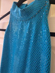 St. John Knits « Couture » Turquoise Halter Top Midi Dress Size 6