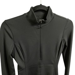 Athleta Spandex Blend Zip Up Front Long Sleeve Delancey Skyline Dress Black XS