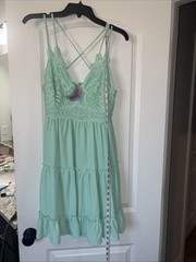 Main Strip Mint Color Spaghetti Strap Dress Sz Large Sundress Beach Vacation
