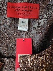 B Michael America « Red Collection » Size 14 Black Gold Jacquard Gown Dress NEW