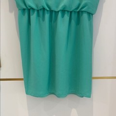 STYLE LOFT Teal Turquoise short lined cap sleeve V-Neck Dress with belt small