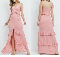 Blue Blush Strapless Coral Ruffle Dress size s