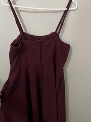 Trixxi Burgundy Square Neck Ruched Fit & Flare Pocket Dress Knee Length XL