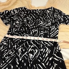 Roz & ALI Black White Geometric Print Short Sleeve Maxi Dress Size S