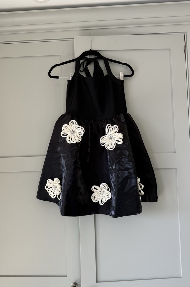 River Island Black 3D Floral Mini Dress. Size Extra Large, RRP £99