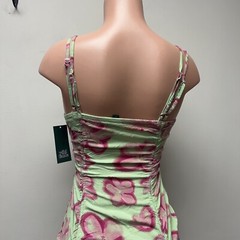 Wild Fable Womens Sleeveless Cut Out Ruched Front Bodycon Dress Green Pink M NEW