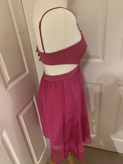 CORE SPIRIT Pink Cut Out Dress S Viscose Bodice Organza Sheer Chiffon EMBELLISH