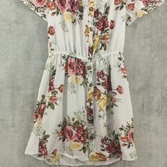 J FOR JUSTIFY Shirt Dress Off-The-Shoulder Elastic Waist White Floral Size Small