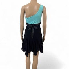 🌀 00s y2k Jane Norman black & green one shoulder asymmetrical mesh midi dress S