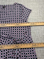 Talbots Dress 3XP Plus Petite Black Red Geo Print Sheath Jersey Ruched Tie Waist
