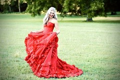 Original & Rare Satin Strapless Ruffle Long Formal Ballgown Dress Size S