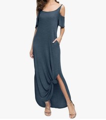 L GRECERELLE Cold Shoulder Maxi Midi Long Dress Women&rsquo;s Size Large NWT