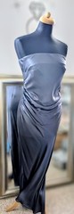 River Island Slate Blue Satin Strapless Bandeau Ruched Maxi Dress