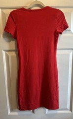 Quince Red Tencel Jersey Mini T-Shirt Dress Short Sleeve Bodycon Stretch XS