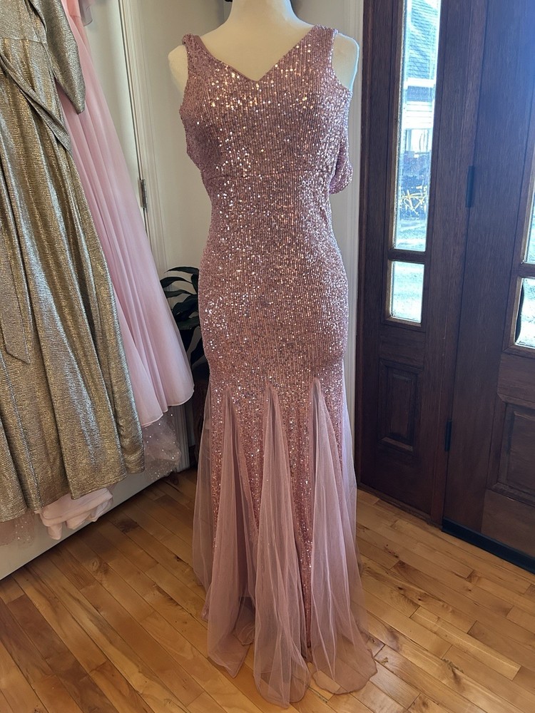 womens formal dresses Dusty Rose Trumpet Mermaid Maxi Small Pink Bridesmaids